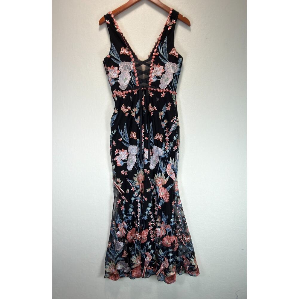 Marchesa Notte Black Embroidered Butterfly Gown Mermaid Formal Dress - Picture 10 of 12